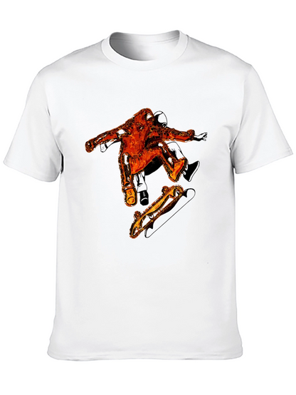 Fiery Skater Graphic Tee - Black Cotton T-Shirt