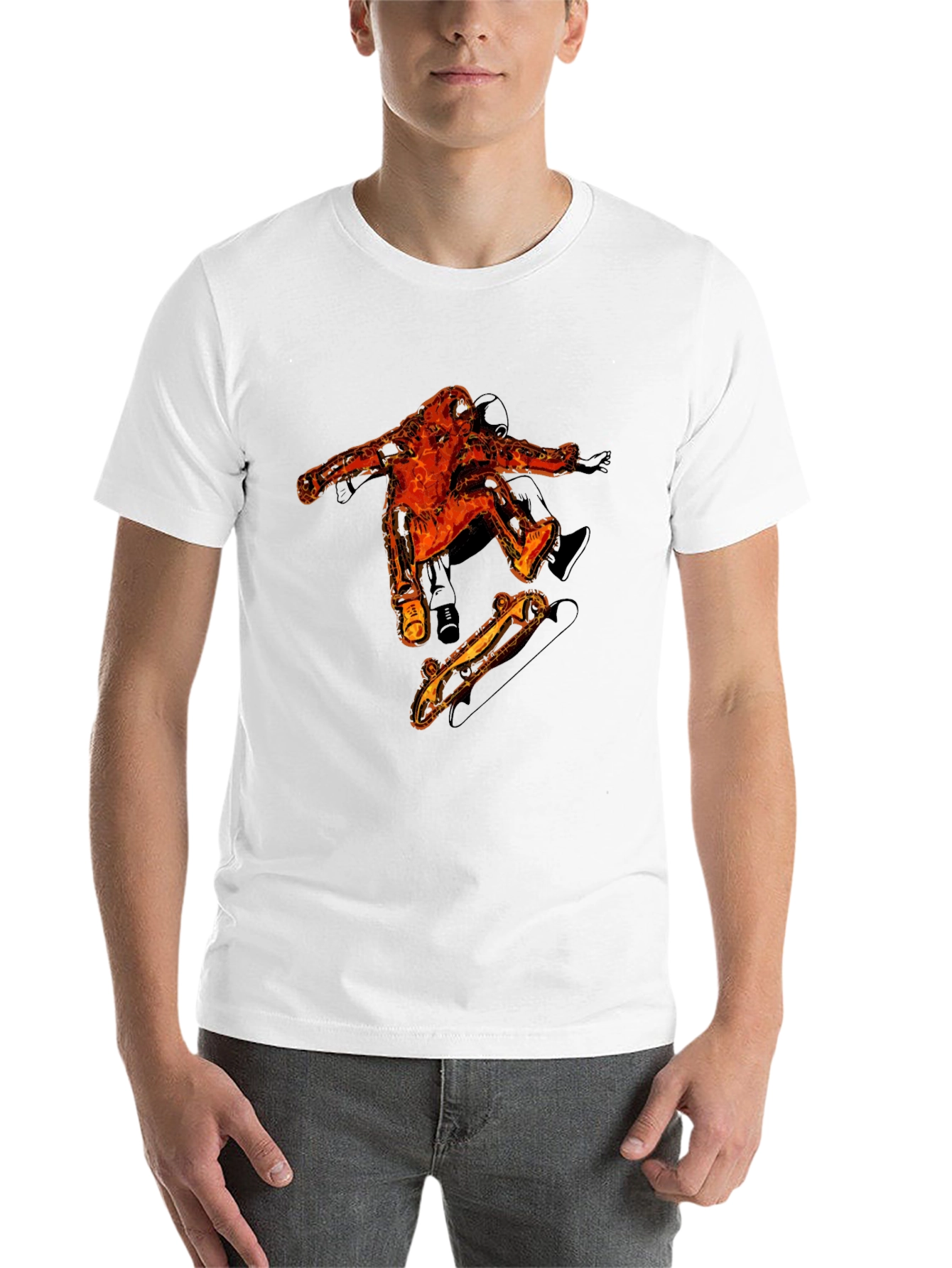 Fiery Skater Graphic Tee - Black Cotton T-Shirt