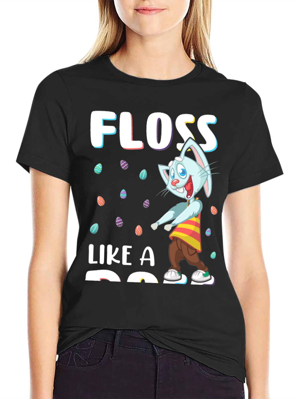 Easter Bunny Floss Like A Boss Black T-Shirt