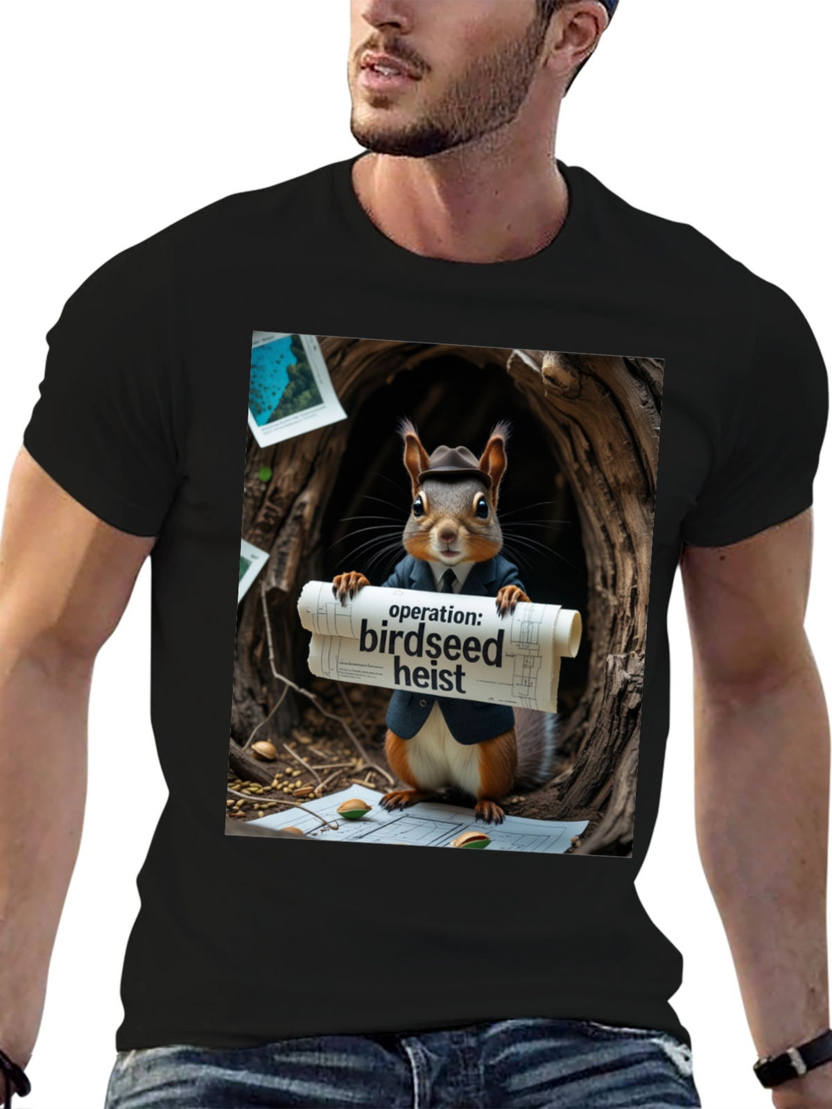 Birdseed Heist Squirrel T-Shirt