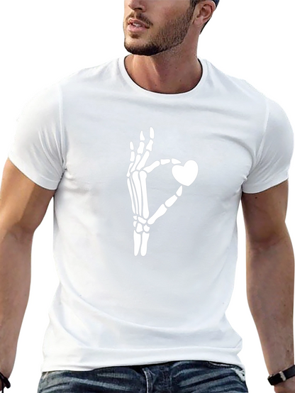 Skeleton Hand Heart Graphic Tee - Black
