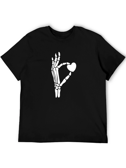 Skeleton Hand Heart Graphic Tee - Black