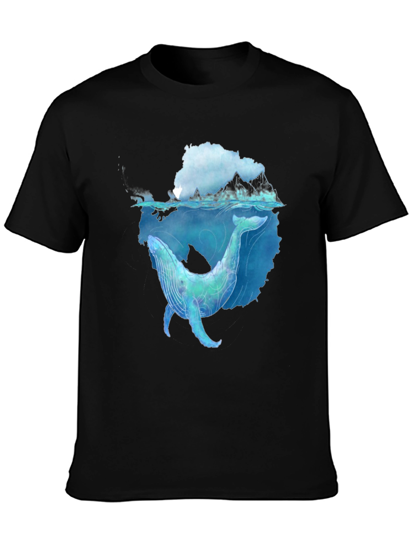 Whale Graphic Black Tee - Artistic Ocean Design