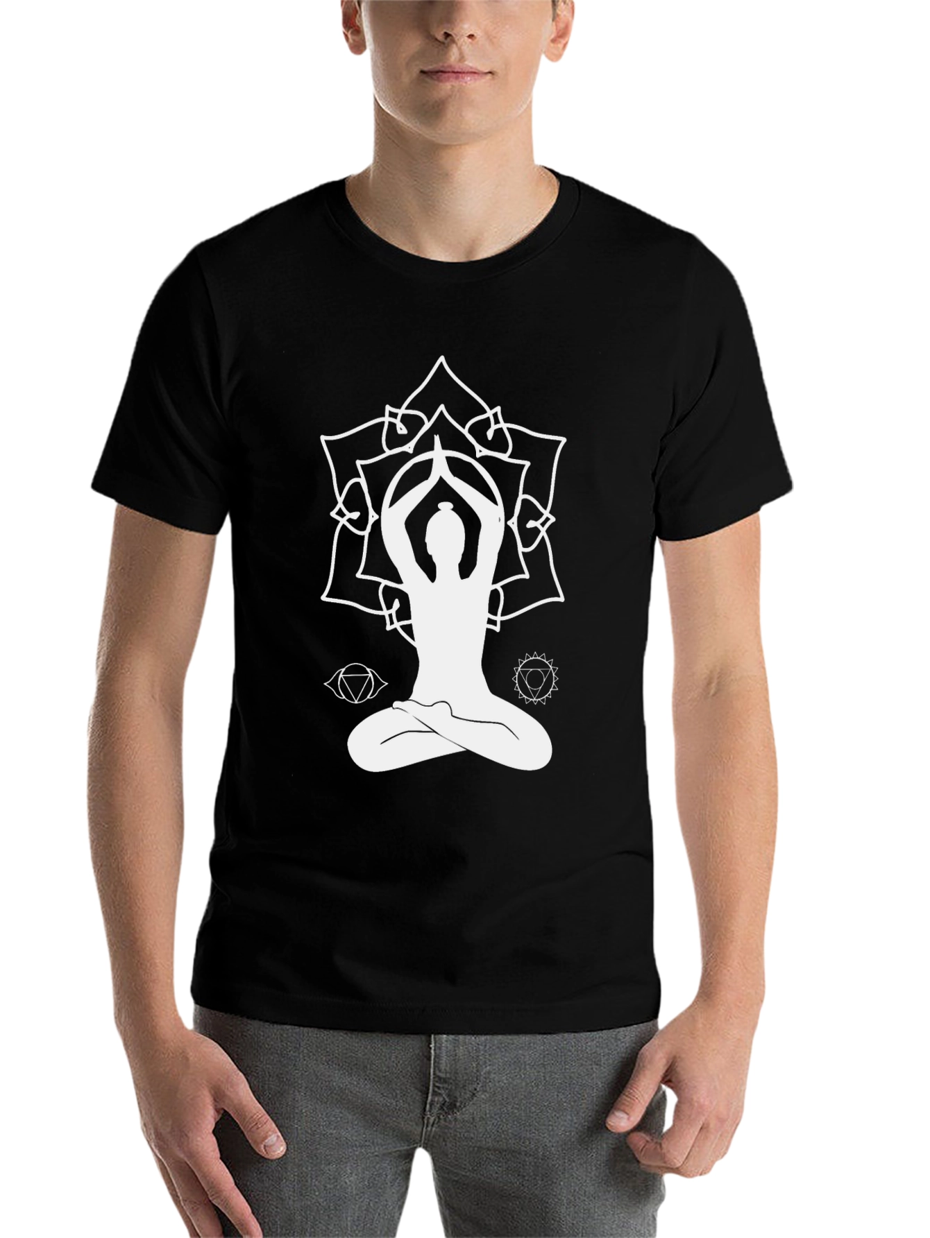 Yoga Mandala Graphic T-Shirt - Black