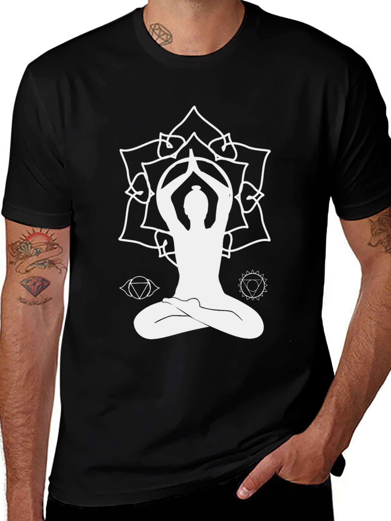 Yoga Mandala Graphic T-Shirt - Black