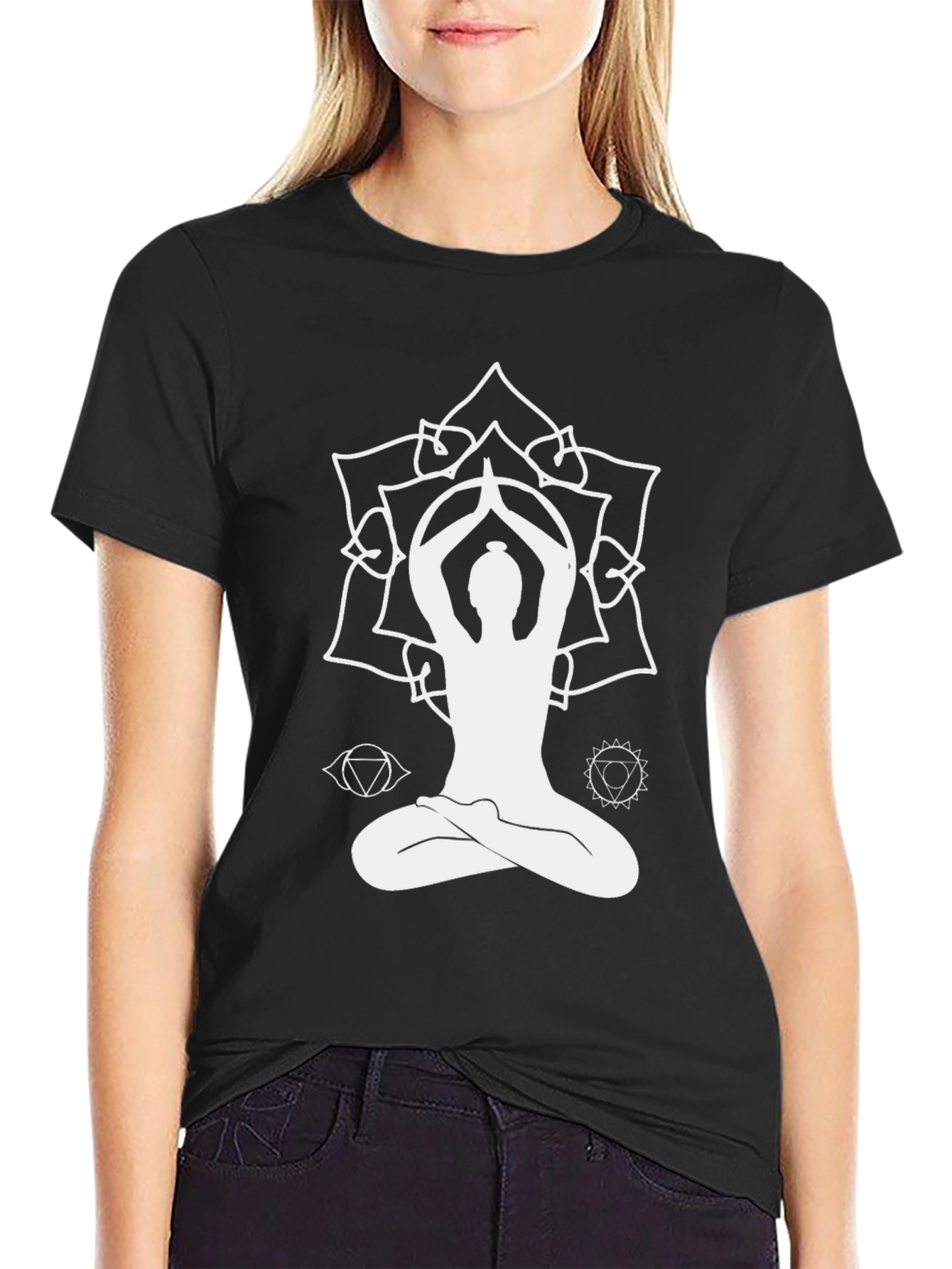 Yoga Mandala Graphic T-Shirt - Black