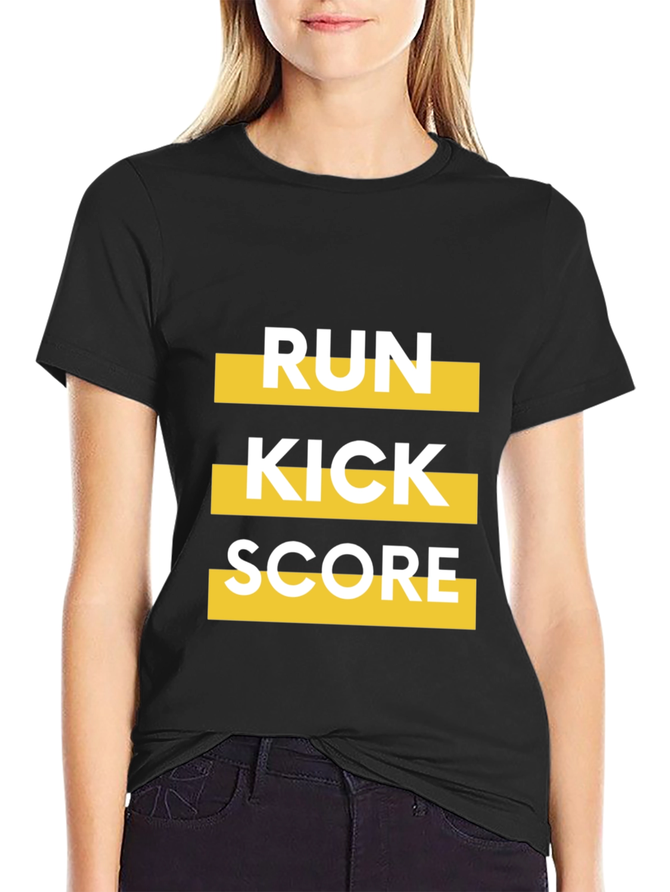 Run Kick Score Black Graphic Tee