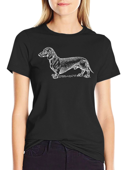 Dachshund Dog Graphic T-Shirt - Black Cotton Tee