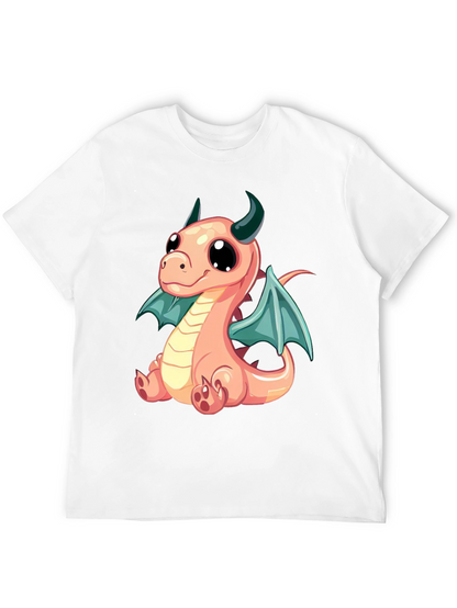 Cute Cartoon Dragon Graphic Tee - Black