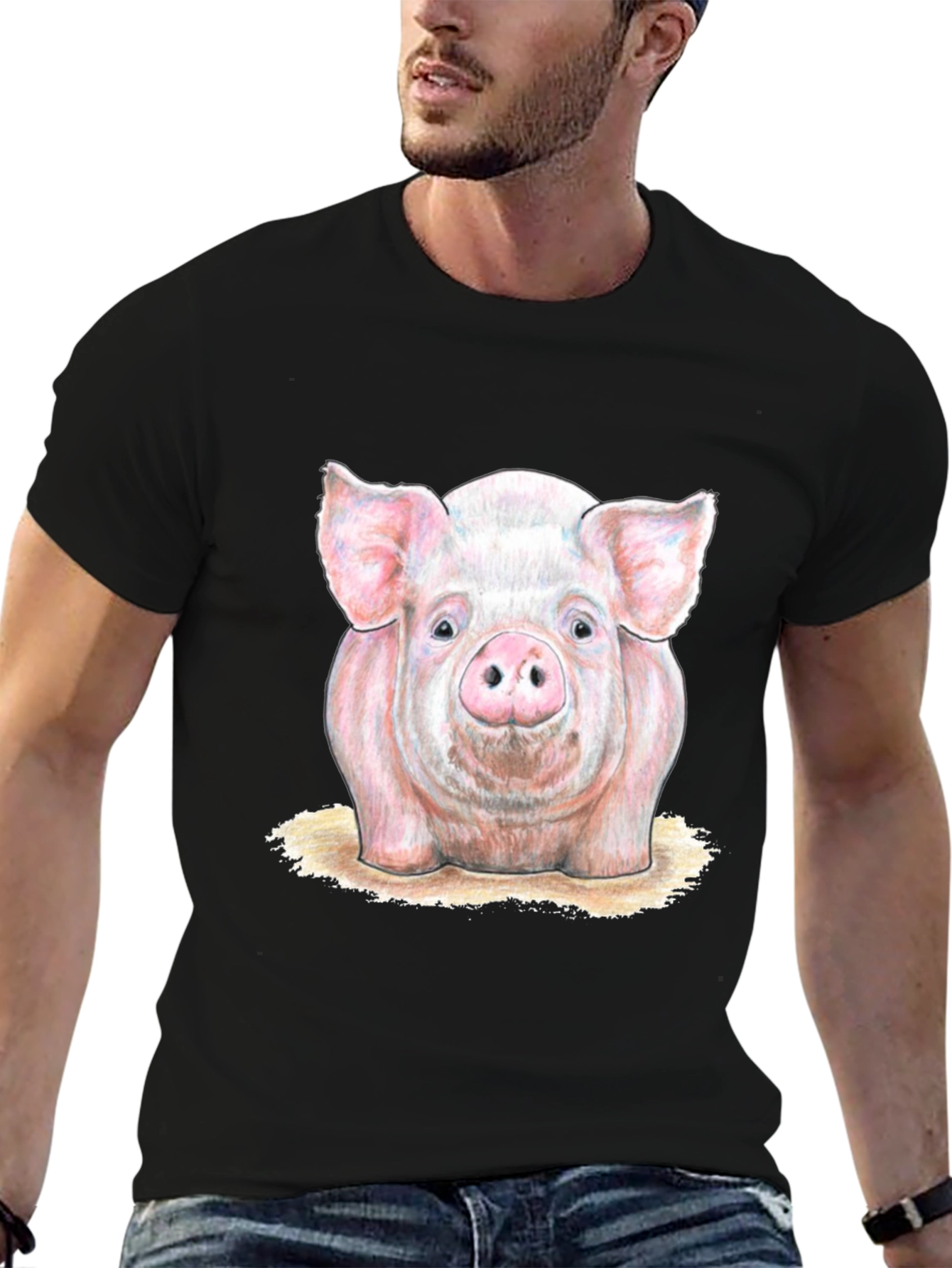 Pig Graphic Tee - Farm Animal Print T-Shirt