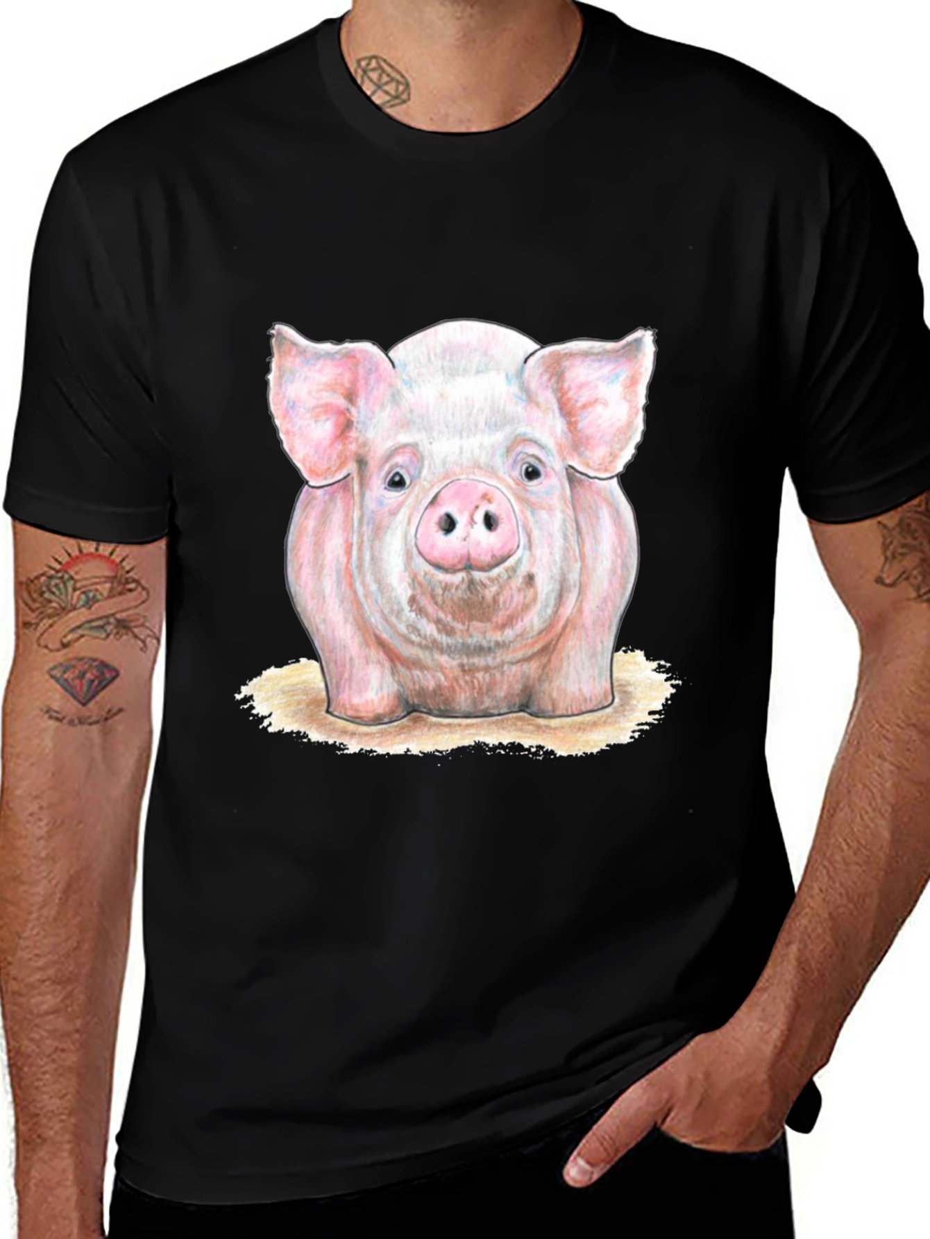 Pig Graphic Tee - Farm Animal Print T-Shirt