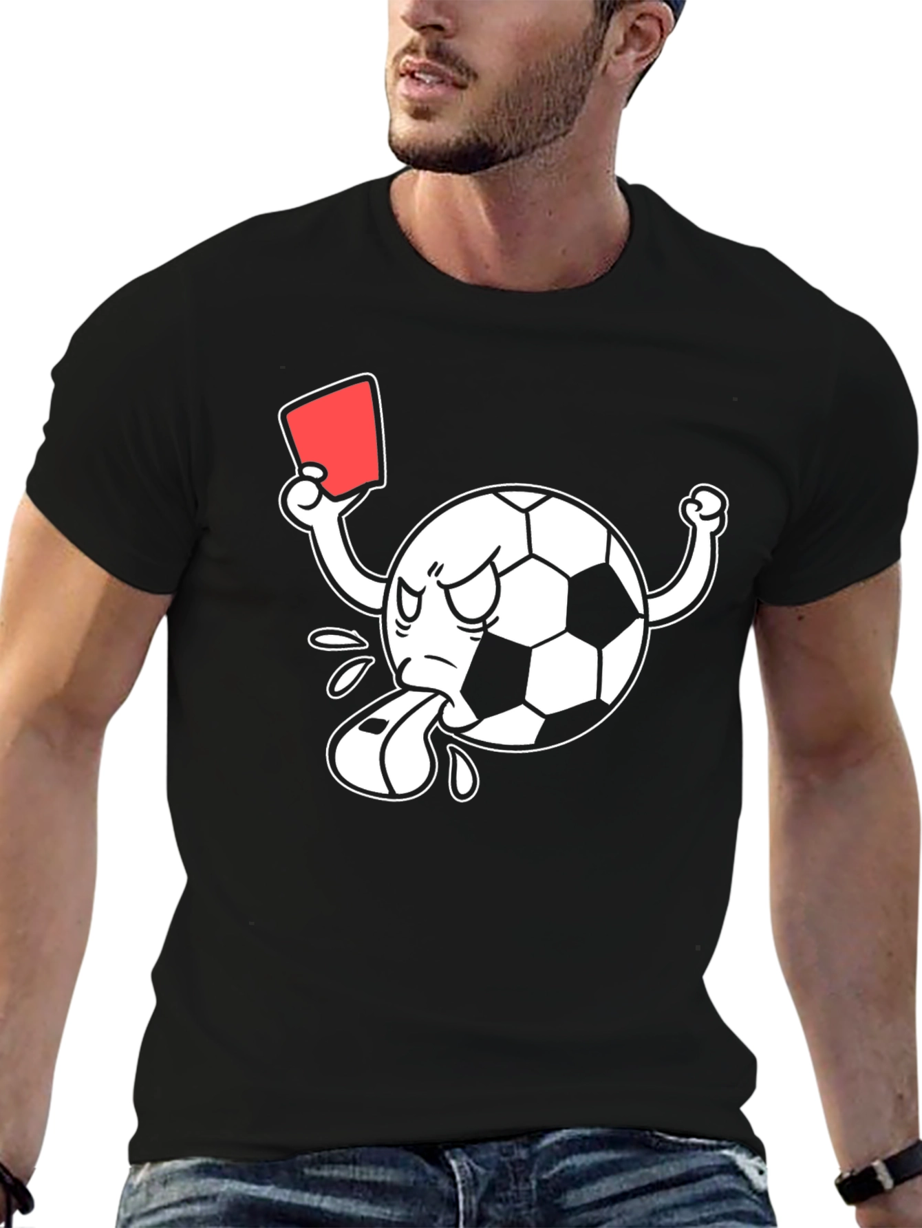 Soccer Cartoon Referee Black T-Shirt