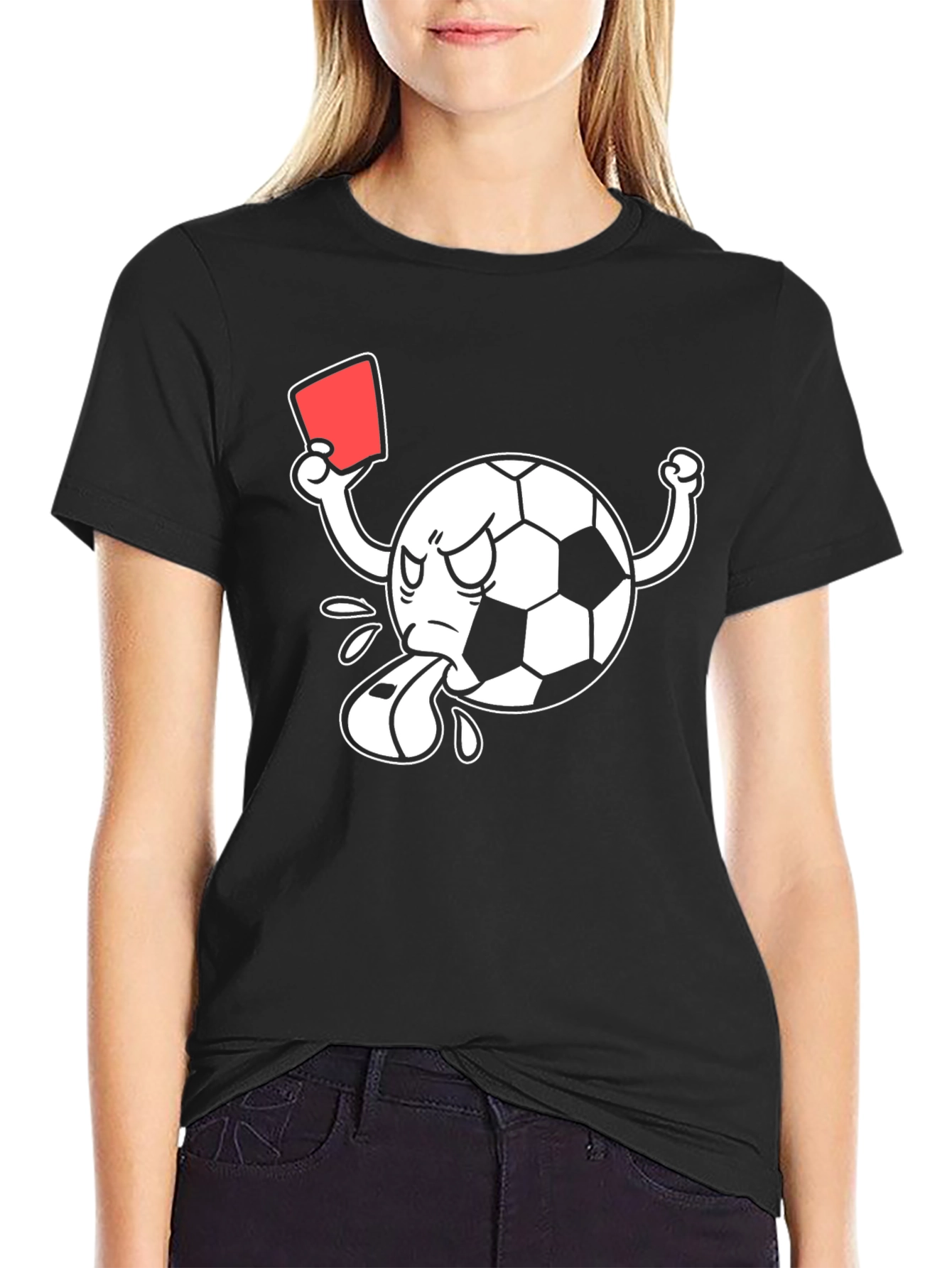 Soccer Cartoon Referee Black T-Shirt