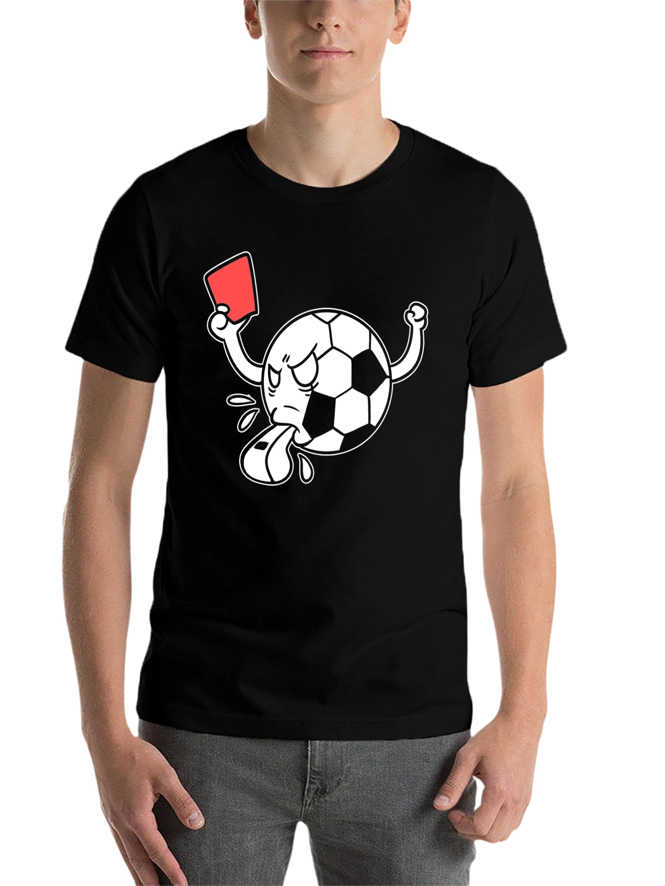Soccer Cartoon Referee Black T-Shirt