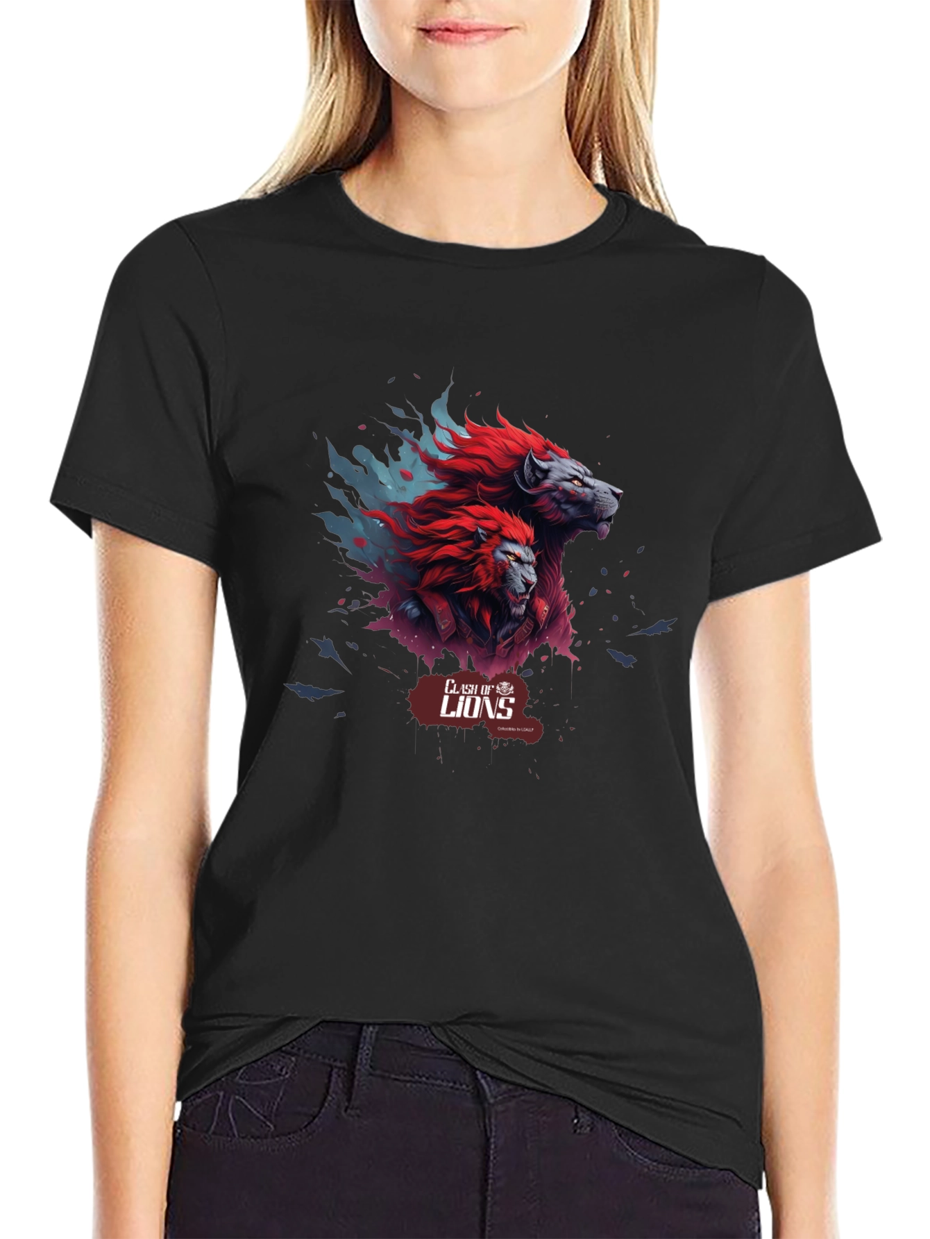 Clash of Lions Graphic Tee - Black