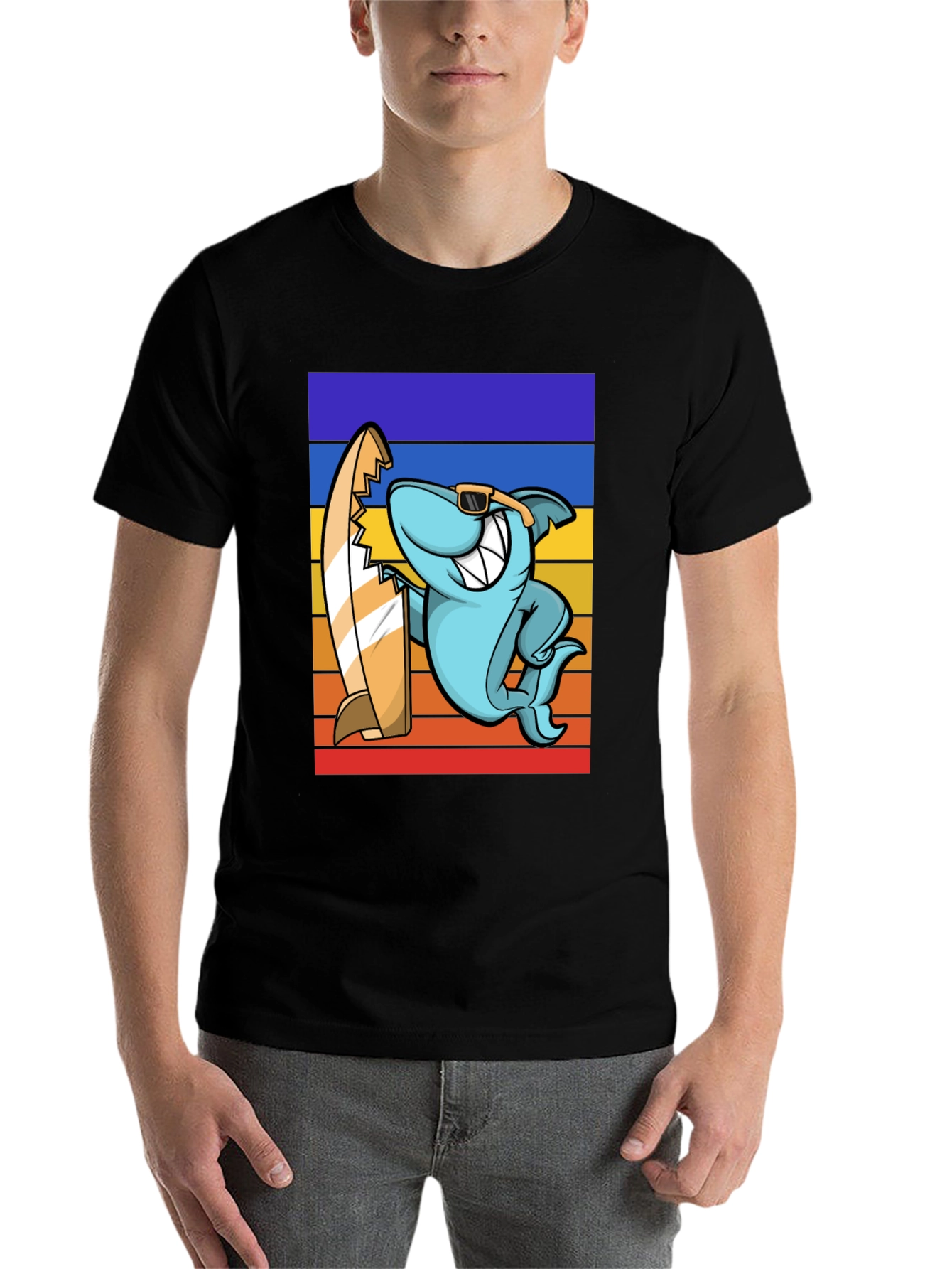 Shark Surfer T-Shirt - Retro Style