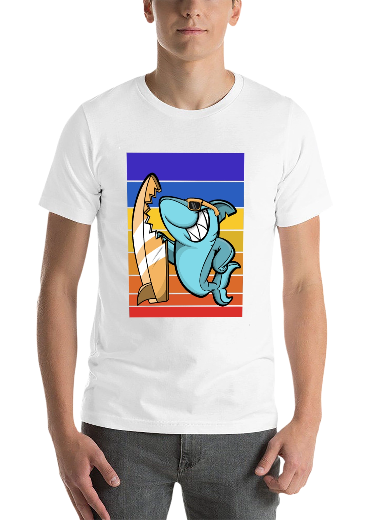 Shark Surfer T-Shirt - Retro Style