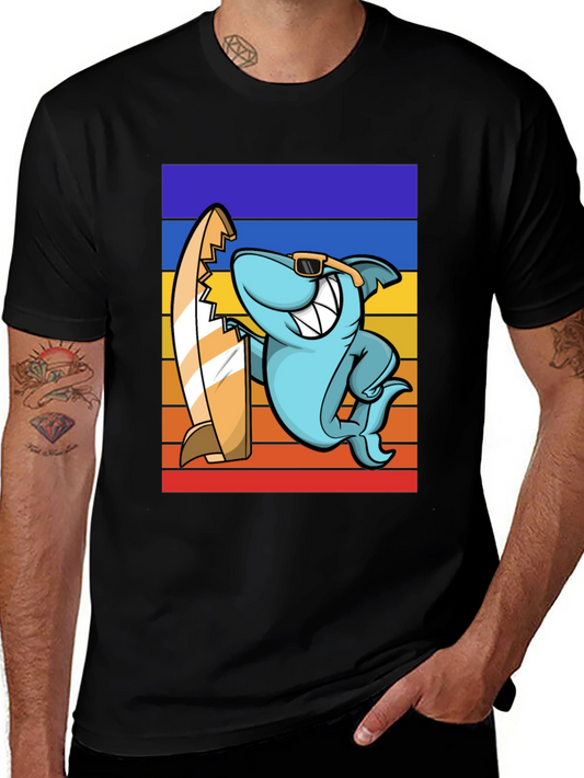 Shark Surfer T-Shirt - Retro Style