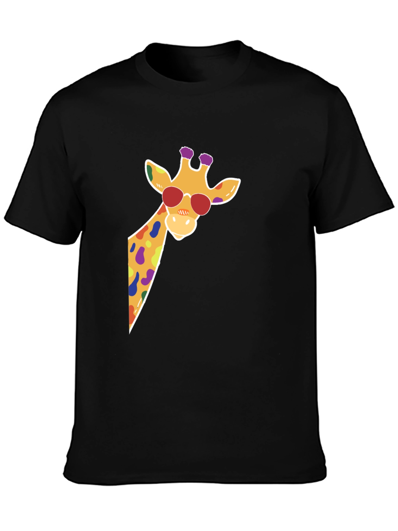Cool Giraffe Graphic Tee - Black Cotton T-Shirt