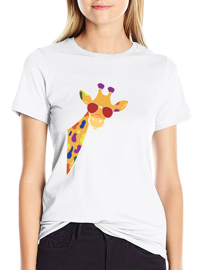 Cool Giraffe Graphic Tee - Black Cotton T-Shirt