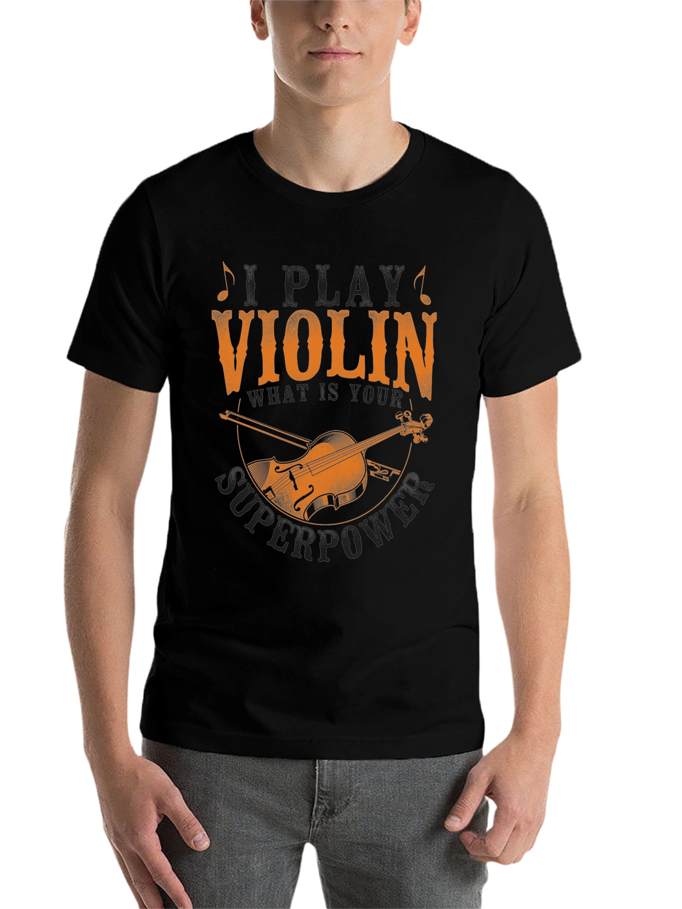Violin Superpower Graphic Tee - Musicians Novelty T-Shirt