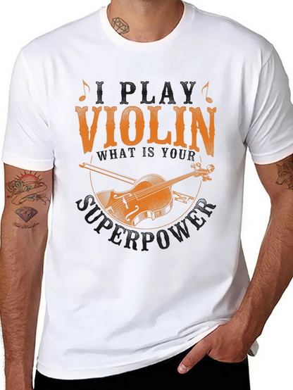 Violin Superpower Graphic Tee - Musicians Novelty T-Shirt