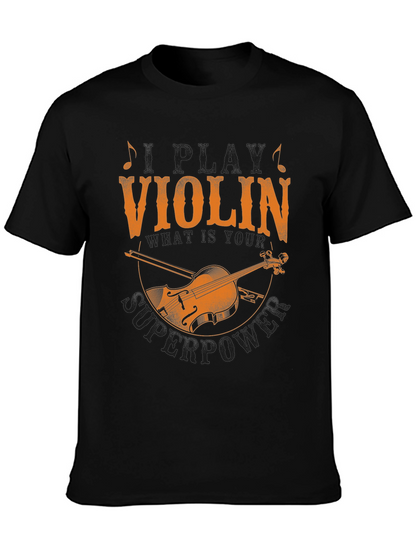 Violin Superpower Graphic Tee - Musicians Novelty T-Shirt