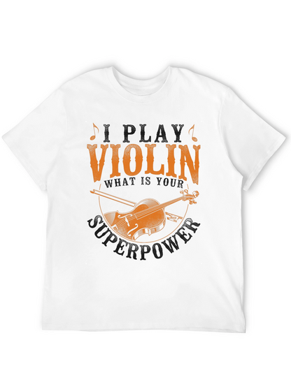 Violin Superpower Graphic Tee - Musicians Novelty T-Shirt