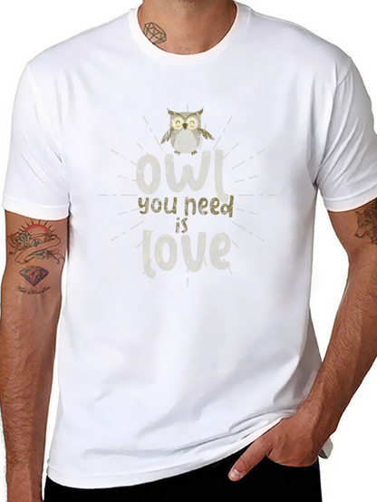 Owl You Need Is Love Graphic T-Shirt - Black
