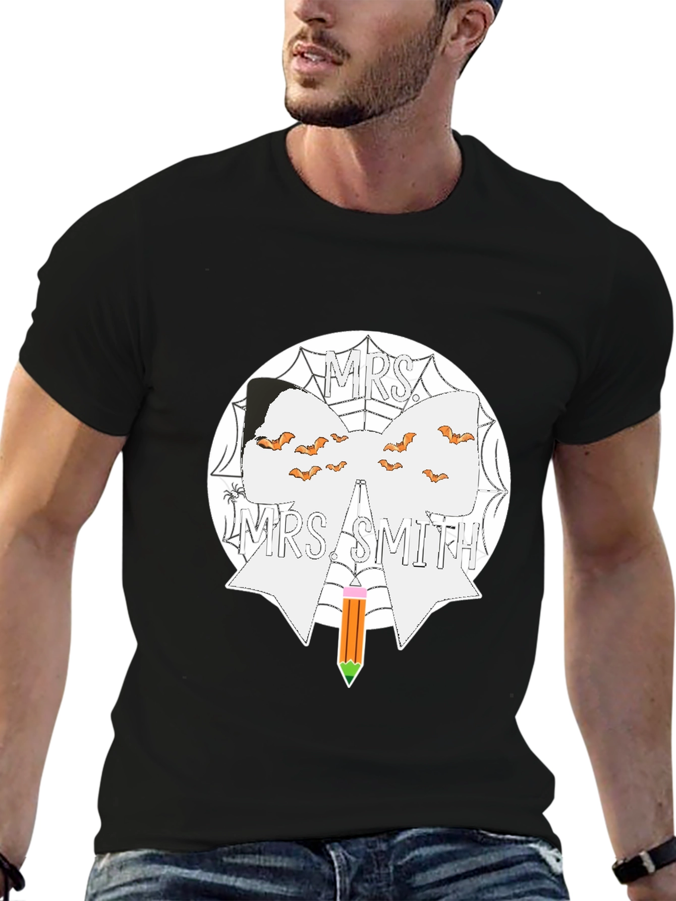 Mrs. Smith Halloween Teacher Bow T-Shirt