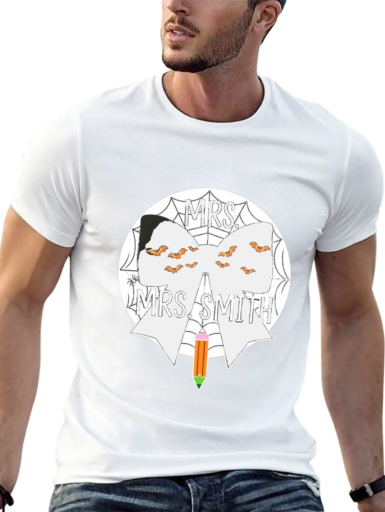 Mrs. Smith Halloween Teacher Bow T-Shirt