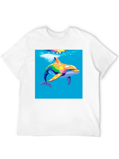 Rainbow Dolphin T-Shirt - Mens Black Tee