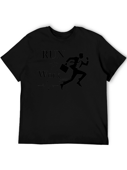 Run to Work T-Shirt - Black Graphic Tee