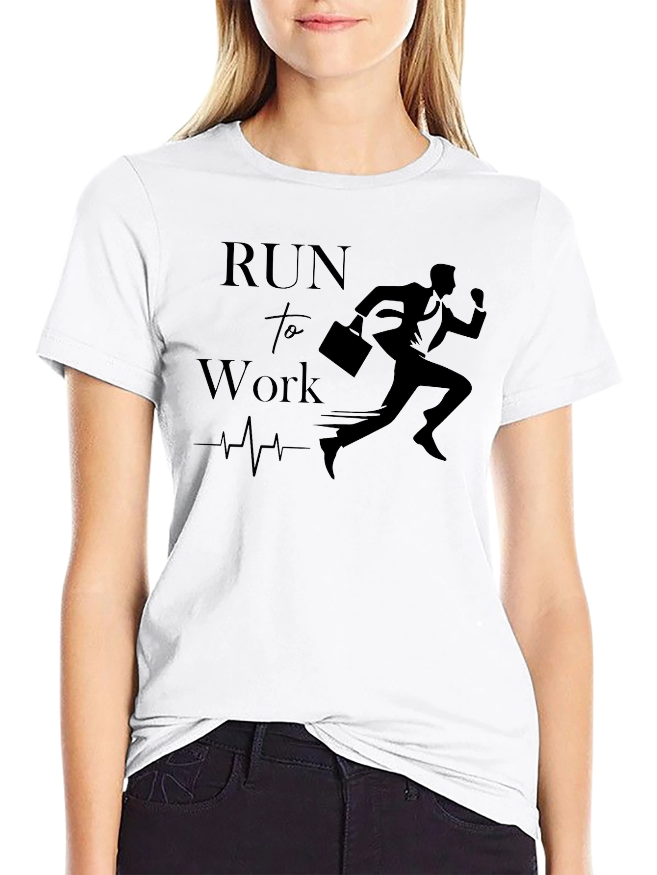 Run to Work T-Shirt - Black Graphic Tee