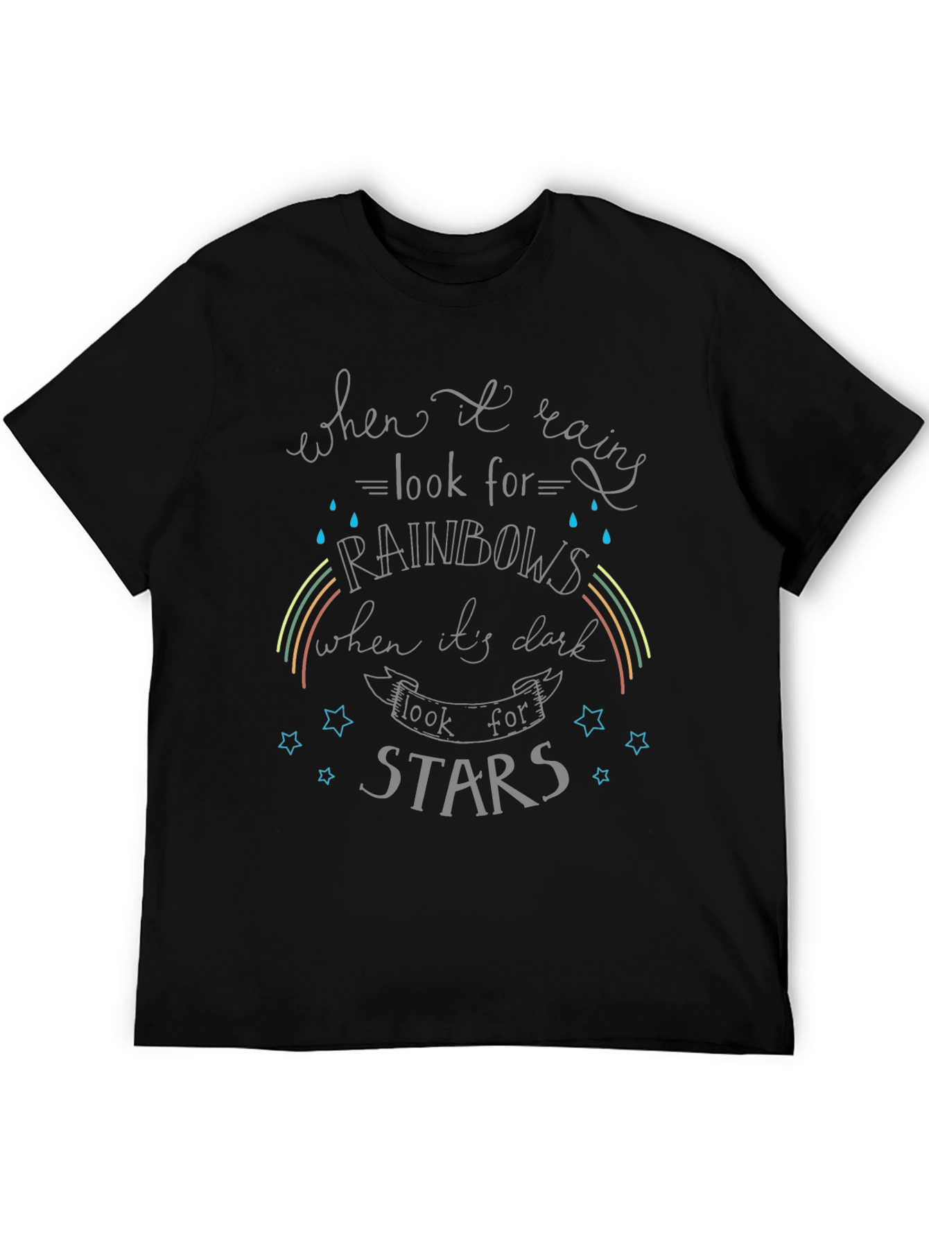 Inspirational Rainbow & Star Graphic T-Shirt
