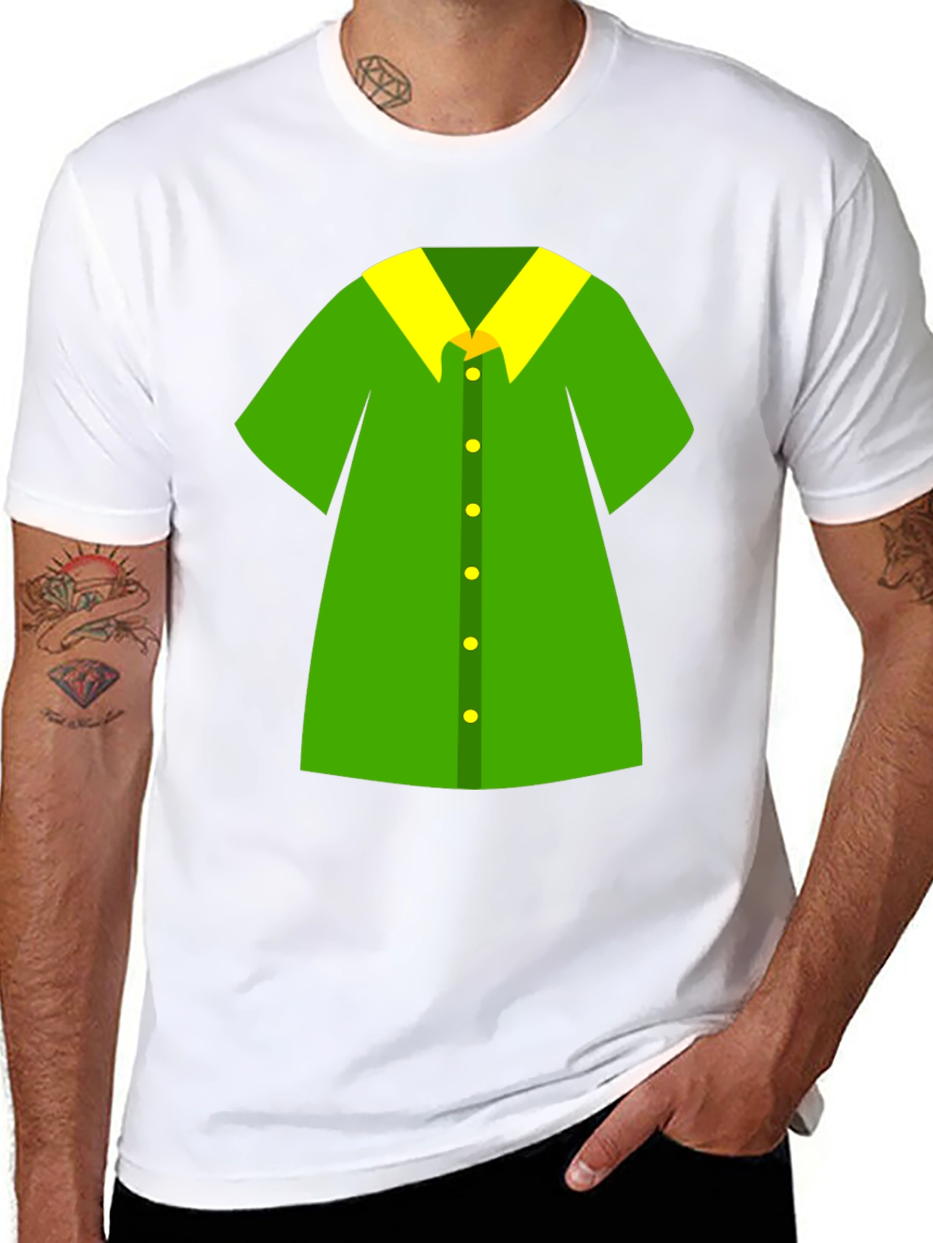 Novelty Green Shirt Design Black T-Shirt